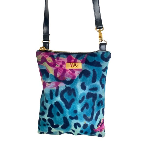 Versace Jeans Couture Leopard Purse Shoulder Bag Blue Pink VJC Handbag - Picture 2 of 10